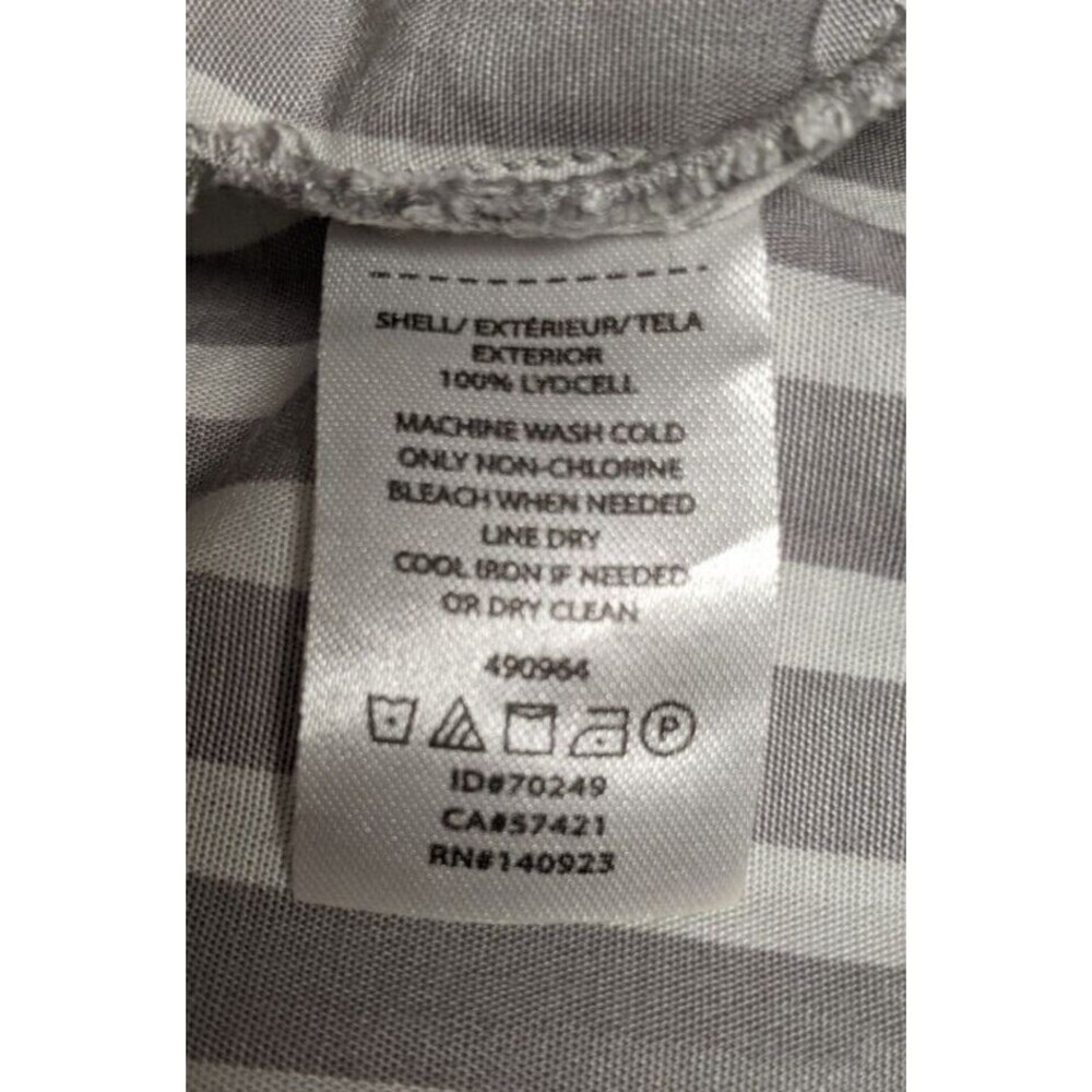Women's Ann Taylor Loft Lounge Gray & White Striped Button Front Belted Dress M - Picture 11 of 11
